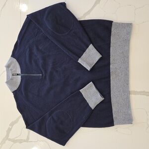 Vintage Orvis Mens Wool 1/4 Zip Elbow Patch Pullover Sweater Blue Size Medium